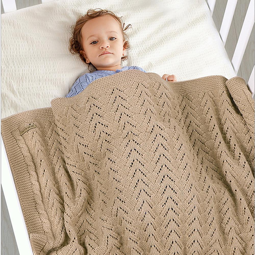 Baby Hollow-out Knitted Solid Color Wholesale Baby Blankets - PrettyKid