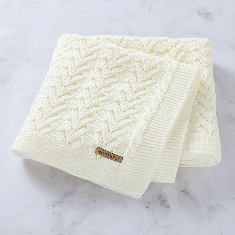 Baby Hollow-out Knitted Solid Color Wholesale Baby Blankets - PrettyKid