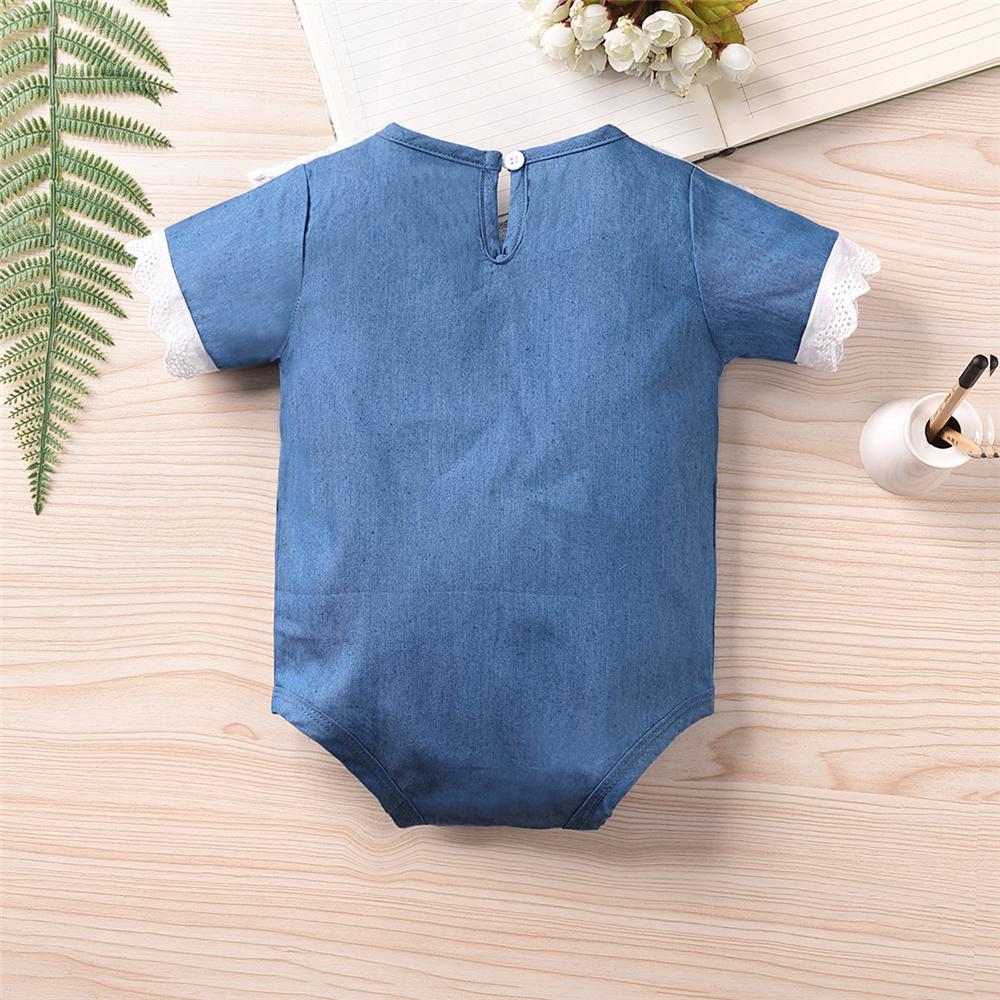 Baby Girls Hollow Out Collar Short Sleeve Romper Baby Boutique Wholesale - PrettyKid
