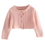Girls Hollow Out Long Sleeve Solid Cardigan Sweaters - PrettyKid