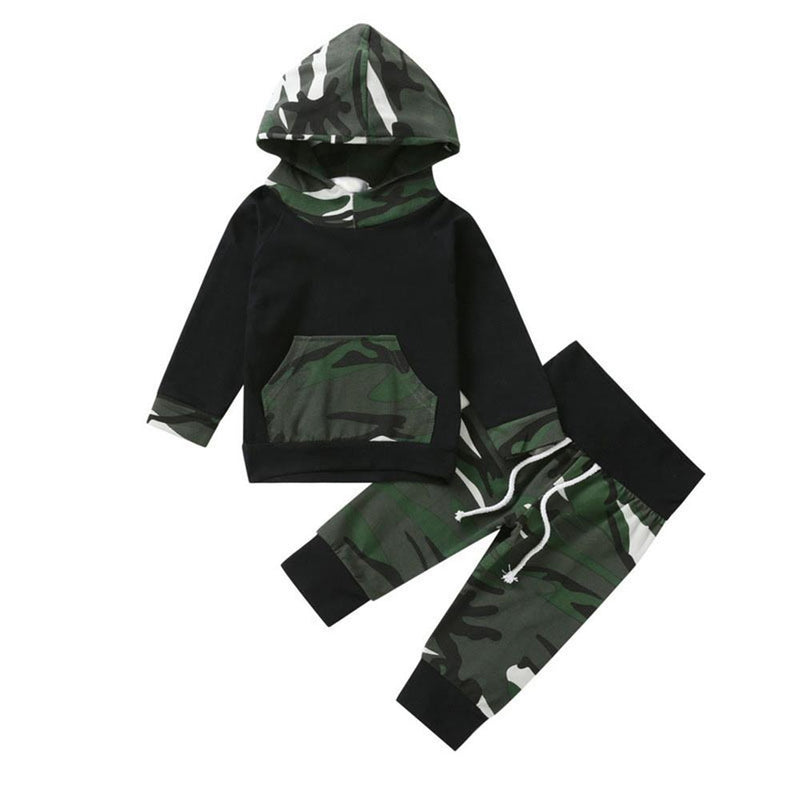 Baby Boys Hooded Camo Long Sleeve Tracksuit Wholesale Baby Outfits - PrettyKid