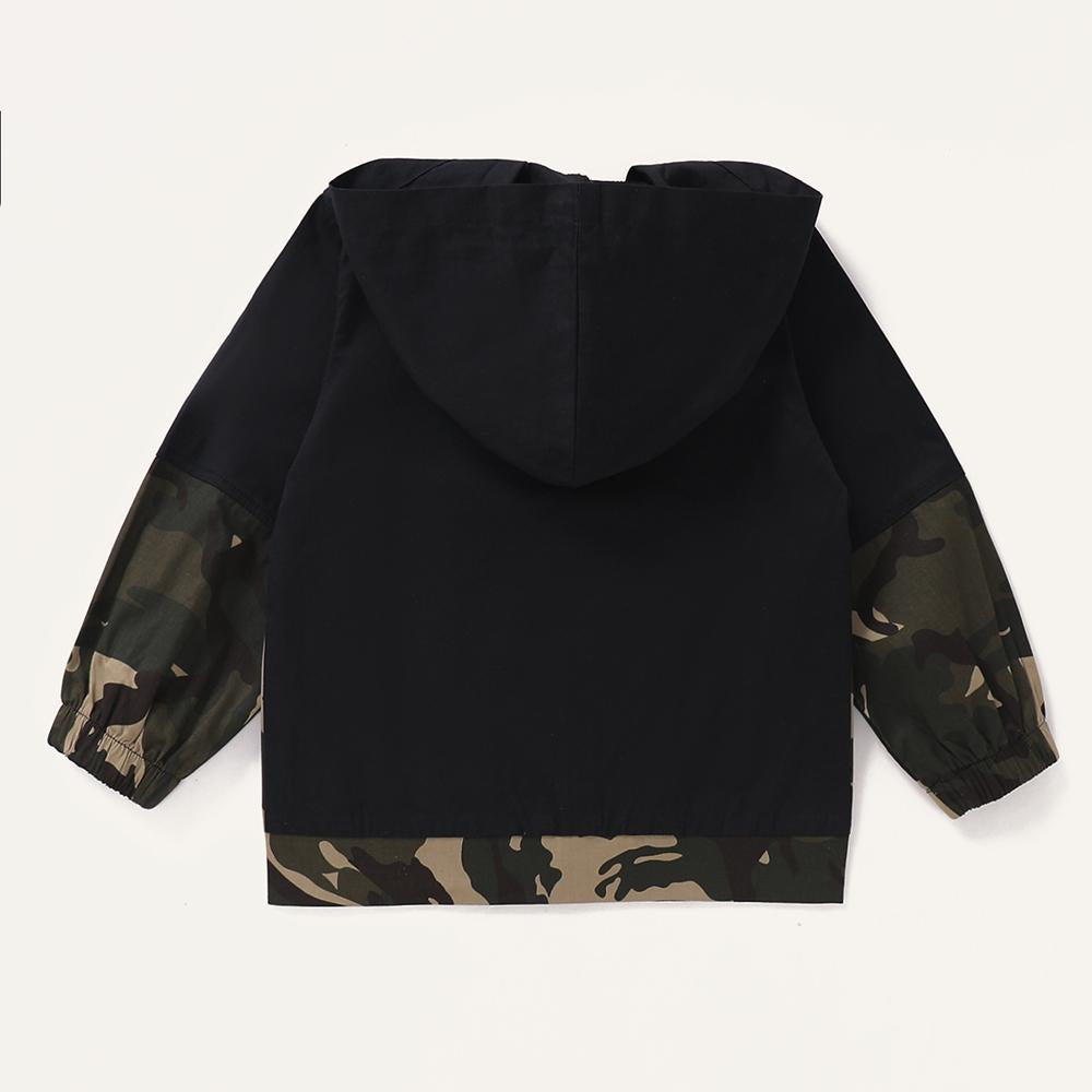 Unisex Hooded Camo Long Sleeve Zipper Tops Kids Boutique Clothing Cheap - PrettyKid