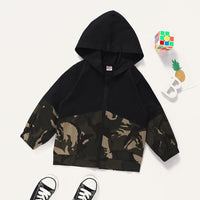 Unisex Hooded Camo Long Sleeve Zipper Tops Kids Boutique Clothing Cheap - PrettyKid