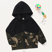 Unisex Hooded Camo Long Sleeve Zipper Tops Kids Boutique Clothing Cheap - PrettyKid