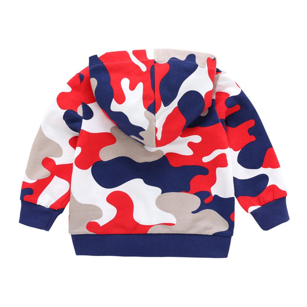 Boys Hooded Camo Long Sleeve Zippr Jacket - PrettyKid