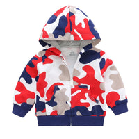 Boys Hooded Camo Long Sleeve Zippr Jacket - PrettyKid