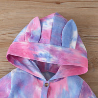 Baby Girls Hooded Cute Long Sleeve Tie-dye Romper Baby Clothing In Bulk - PrettyKid