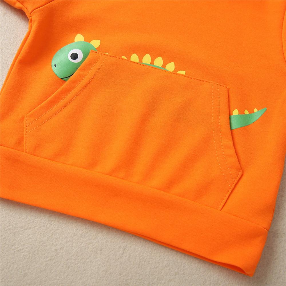 Boys Hooded Dinosaur Printed Long Sleeve Top & Pants - PrettyKid