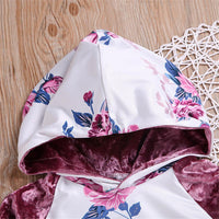 Girls Hooded Floral Printed Long Sleeve Jumper & Pants - PrettyKid