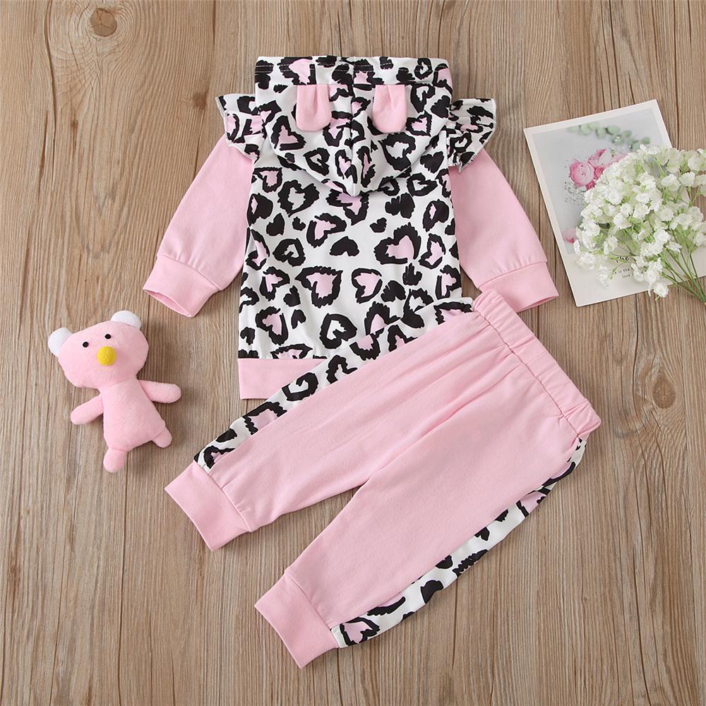 Girls Hooded Leopard Long Sleeve Top & Pants Toddler Girls Wholesale - PrettyKid