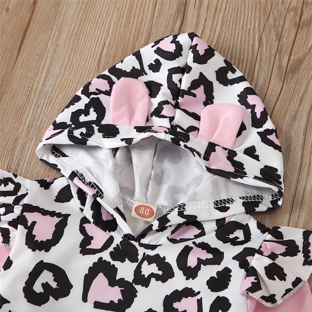 Girls Hooded Leopard Long Sleeve Top & Pants Toddler Girls Wholesale - PrettyKid