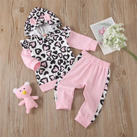 Girls Hooded Leopard Long Sleeve Top & Pants Toddler Girls Wholesale - PrettyKid