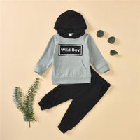 Boys Hooded Letter Printed Long Sleeve Jumper & Pants - PrettyKid