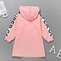 Girls Hooded Letter Printed Long T-shirts Wholesale - PrettyKid