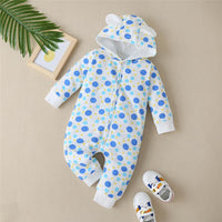 Baby Boys Hooded Long-Sleeve Polka Dot Romper Buy Baby Clothes Wholesale - PrettyKid