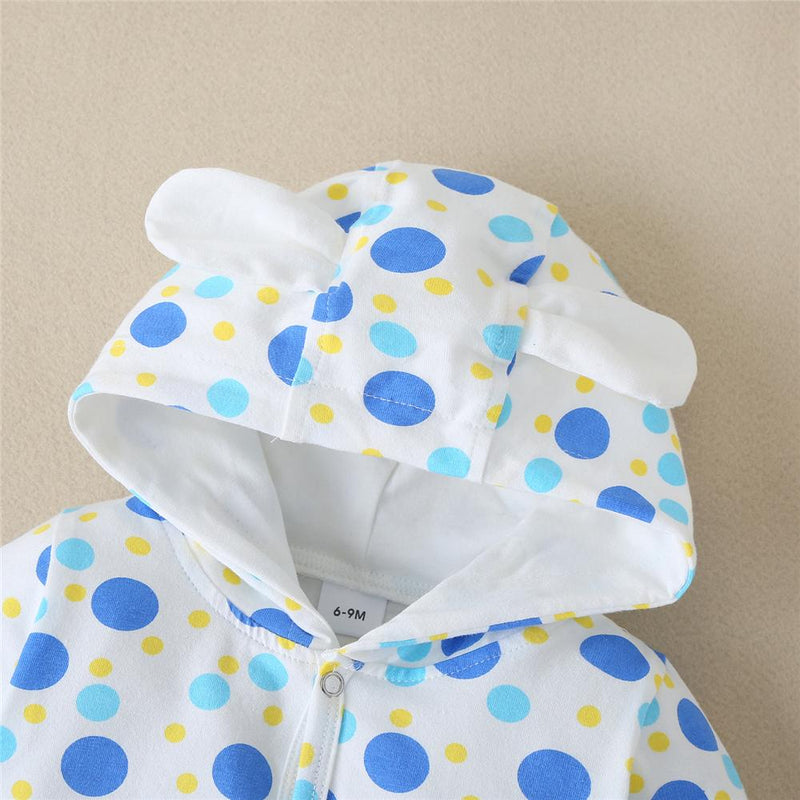 Baby Boys Hooded Long-Sleeve Polka Dot Romper Buy Baby Clothes Wholesale - PrettyKid