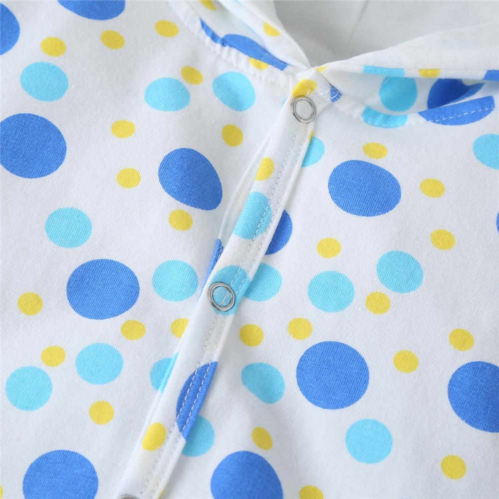 Baby Boys Hooded Long-Sleeve Polka Dot Romper Buy Baby Clothes Wholesale - PrettyKid