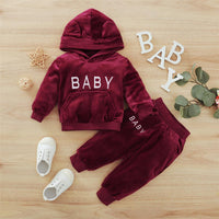 Baby Hooded Long-Sleeve Top & Pants Cheap Baby Clothes In Bulk - PrettyKid