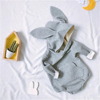 Baby Hooded Long Sleeve Bunny Ear Romper - PrettyKid