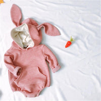 Baby Hooded Long Sleeve Bunny Ear Romper - PrettyKid