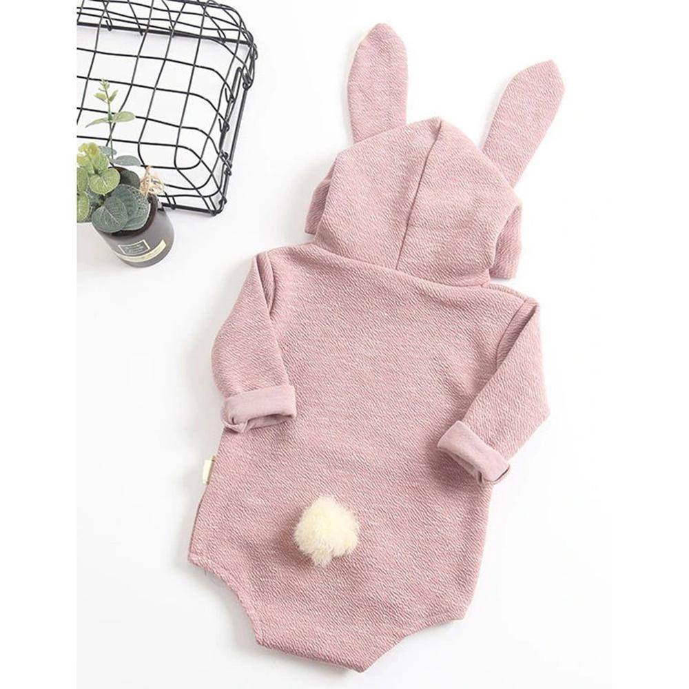 Baby Hooded Long Sleeve Bunny Ear Romper - PrettyKid