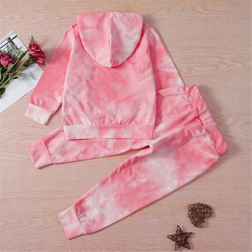 Girls Hooded Long Sleeve Butterfly Tie Dye Top & Pants Bulk Childrens Clothes - PrettyKid