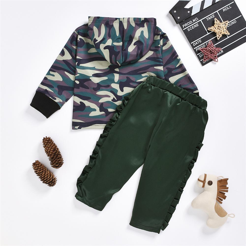 Girls Hooded Long Sleeve Camo Top & Pants Wholesale Baby Girl Clothes - PrettyKid