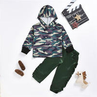 Girls Hooded Long Sleeve Camo Top & Pants Wholesale Baby Girl Clothes - PrettyKid