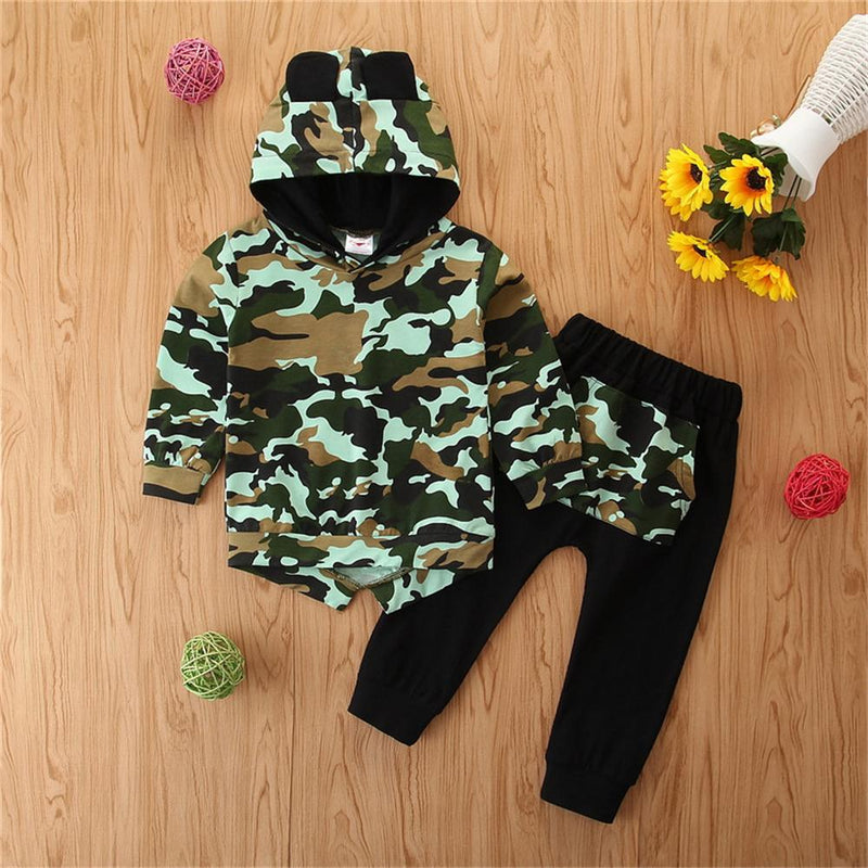 Boys Hooded Long Sleeve Camo Top & Pants Wholesale Boys Clothing - PrettyKid