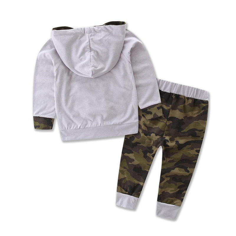 Baby Boys Hooded Long Sleeve Camo Tops & Pants Wholesale Baby Boy Clothes - PrettyKid