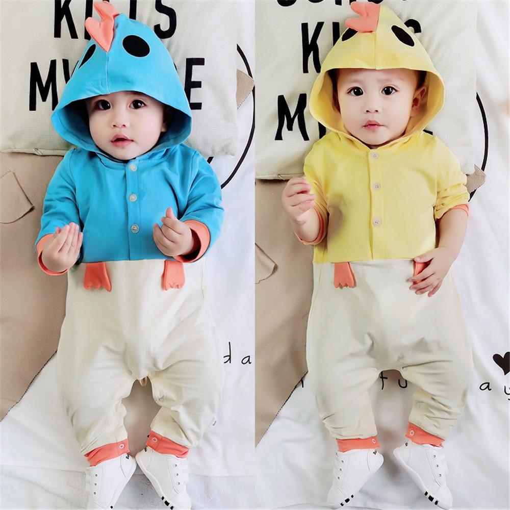 Baby Hooded Long Sleeve Chick Cute Romper - PrettyKid