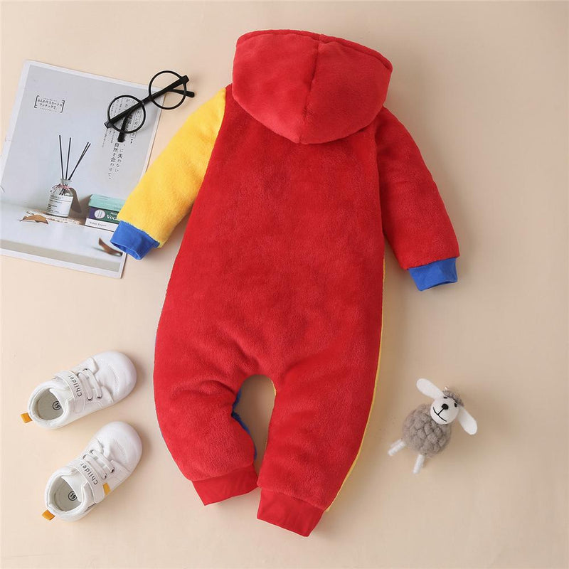 Baby Boys Hooded Long Sleeve Color Block Romper Wholesale Baby Clothes - PrettyKid