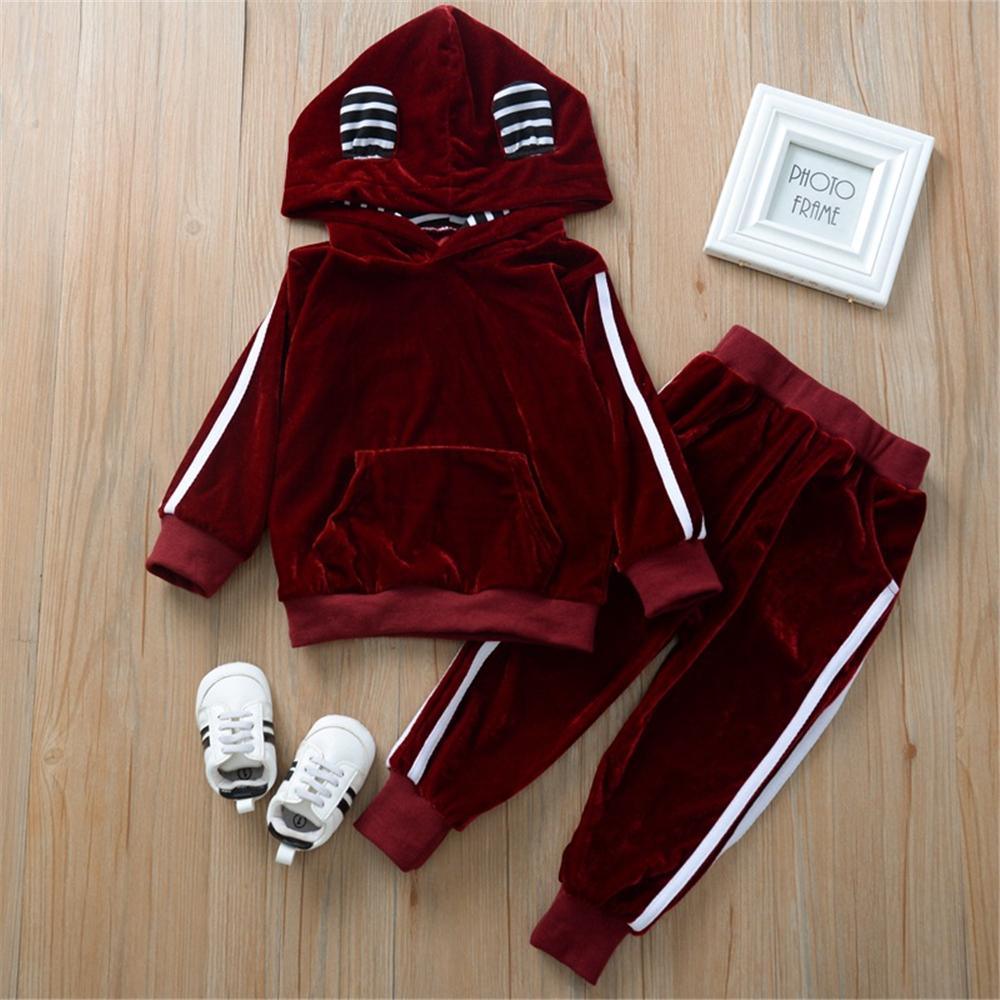 Unisex Hooded Striped Long Sleeve Cute Tracksuit Wholesale Children - PrettyKid