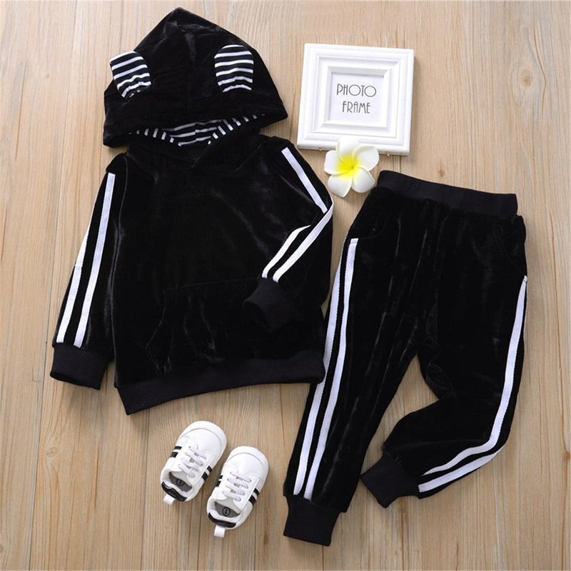 Unisex Hooded Striped Long Sleeve Cute Tracksuit Wholesale Children - PrettyKid