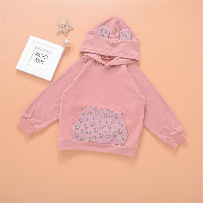 Girls Hooded Long Sleeve Leopard Cute Top Girl T Shirts Wholesale - PrettyKid