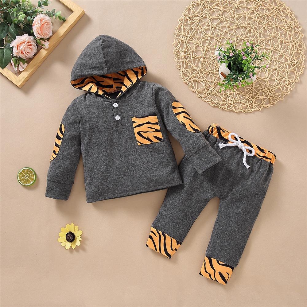 Baby Hooded Long Sleeve Leopard Printed Top & Pants Wholesale Baby Clothes Suppliers - PrettyKid