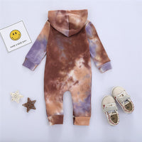 Baby Unisex Hooded Long Sleeve Tie Dye Romper Baby Clothing Wholesale - PrettyKid