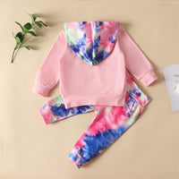 Girls Hooded Long Sleeve Tie Dye Tops & Pants - PrettyKid