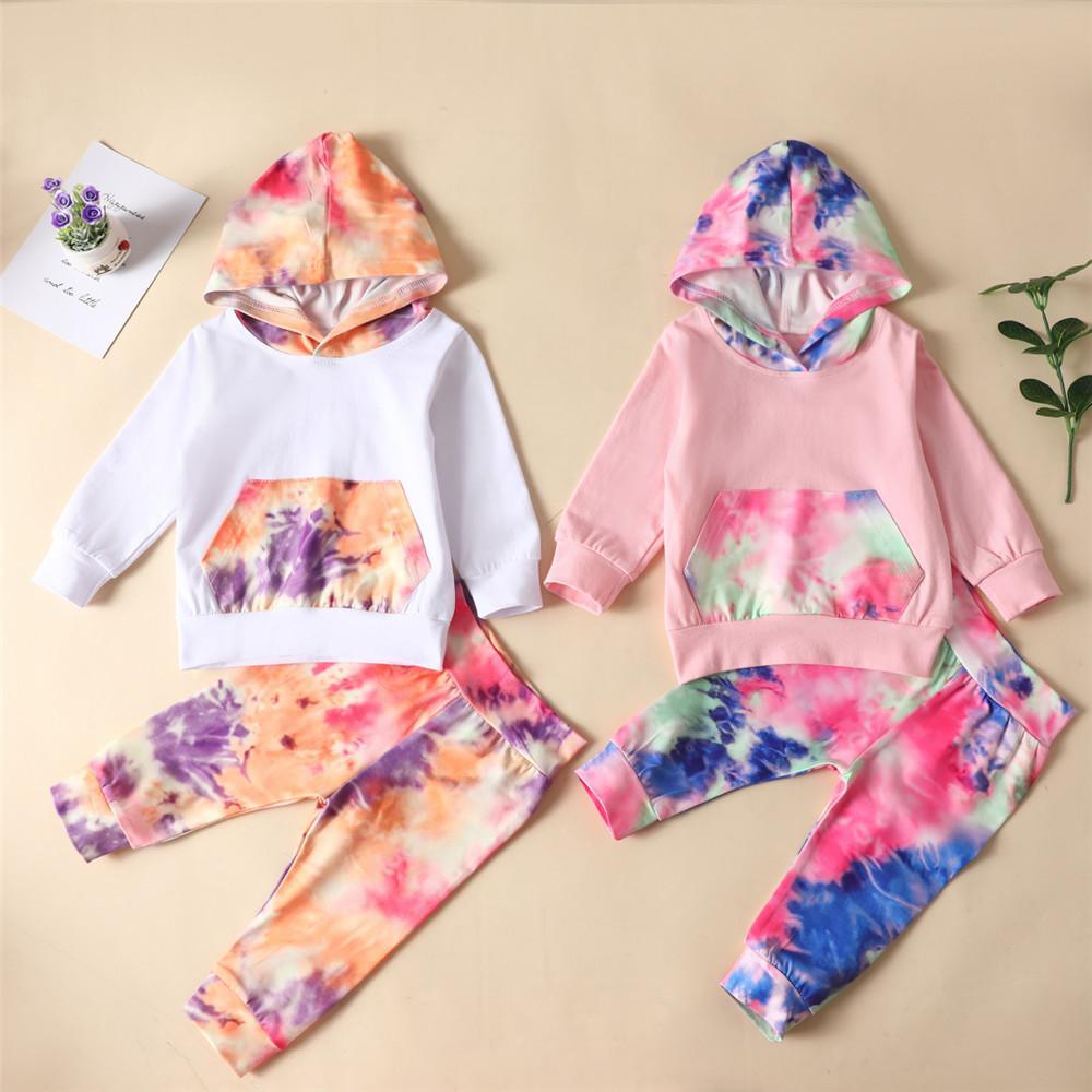 Girls Hooded Long Sleeve Tie Dye Tops & Pants - PrettyKid