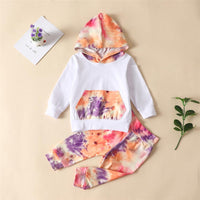 Girls Hooded Long Sleeve Tie Dye Tops & Pants - PrettyKid