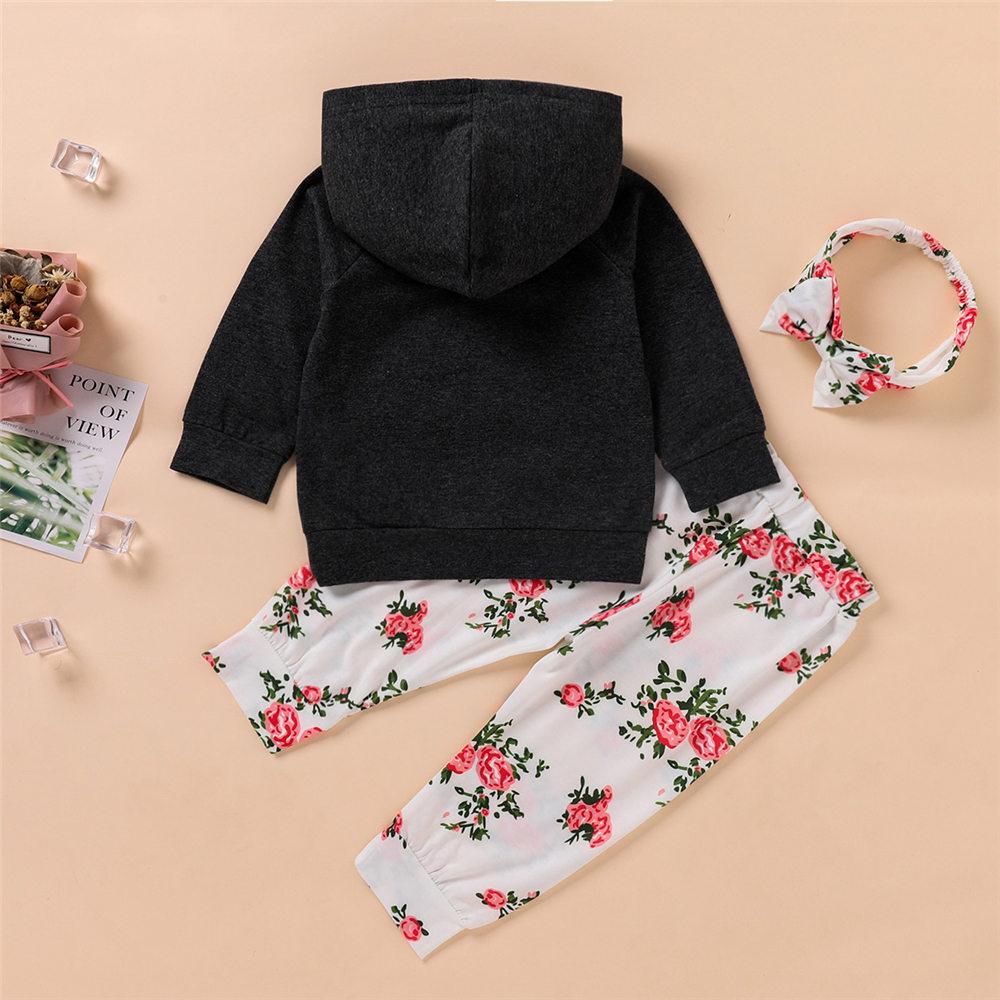 Baby Girls Hooded Long Sleeve Top & Floral Pants Wholesale Clothing Baby - PrettyKid