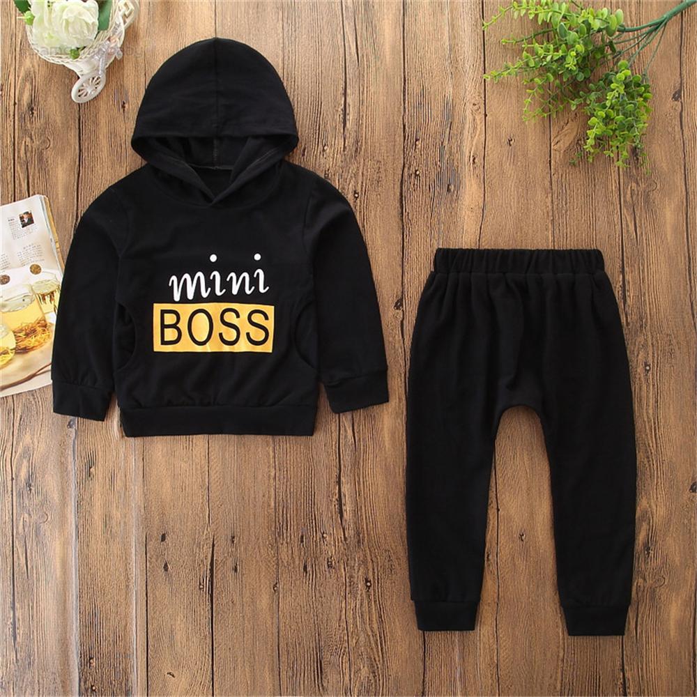 Boys Hooded Mini Boss Long Sleeve Top & Pants Kids Wholesale Clothing - PrettyKid