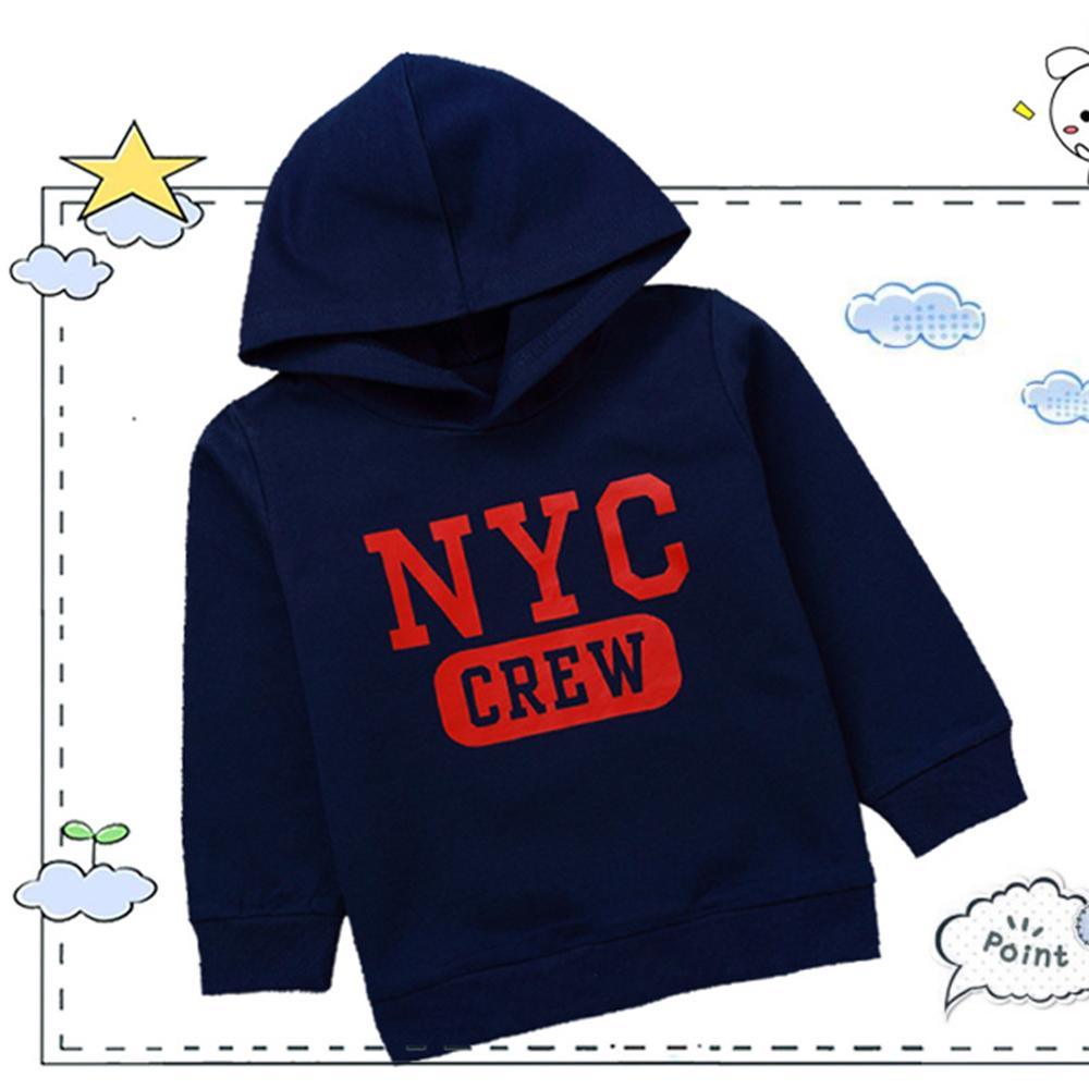 Boys Hooded Pattern Letter Long Sleeve T-shirt Wholesale Kids Clothing Distributors - PrettyKid