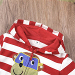 Baby Boys Hooded Striped Cartoon Zipper Jacket Baby Wholesale Clothing - PrettyKid