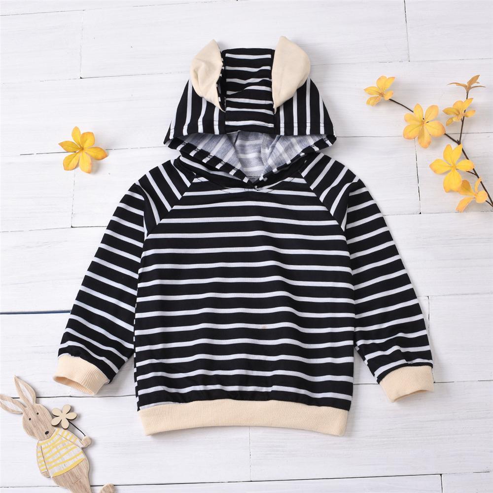 Unisex Hooded Striped Long Sleeve Top Wholesale Kids Clothing Distributors - PrettyKid