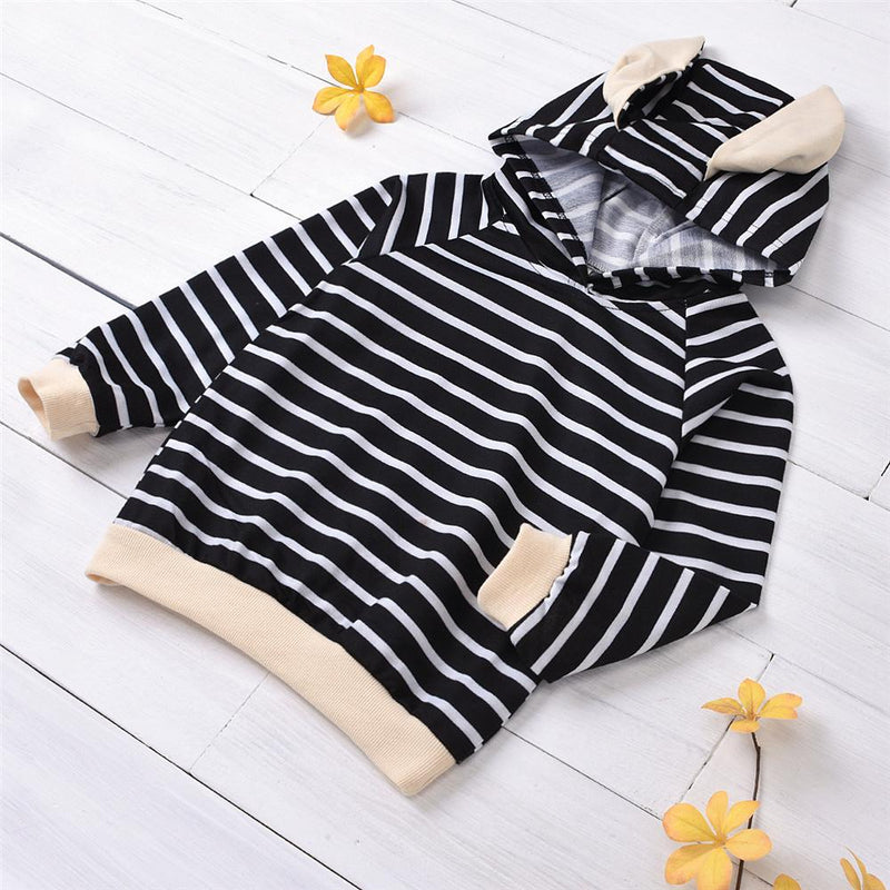 Unisex Hooded Striped Long Sleeve Top Wholesale Kids Clothing Distributors - PrettyKid