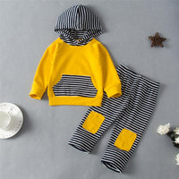 Baby Boys Hooded Striped Long Sleeve Top & Pants Baby Clothes Warehouse - PrettyKid