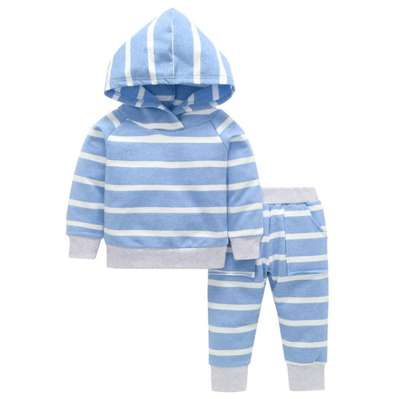 Baby Girls Hooded Striped Long Sleeve Top & Pants Wholesale Baby - PrettyKid