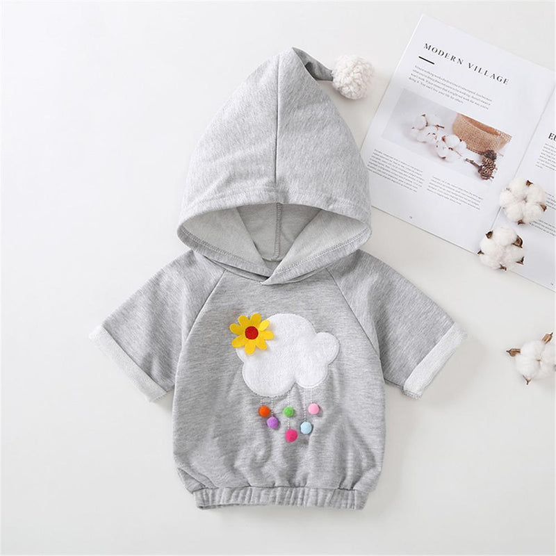 Girls Hooded Three Quarter Sleeve Cloud Top Wholesale Girl Clothing - PrettyKid