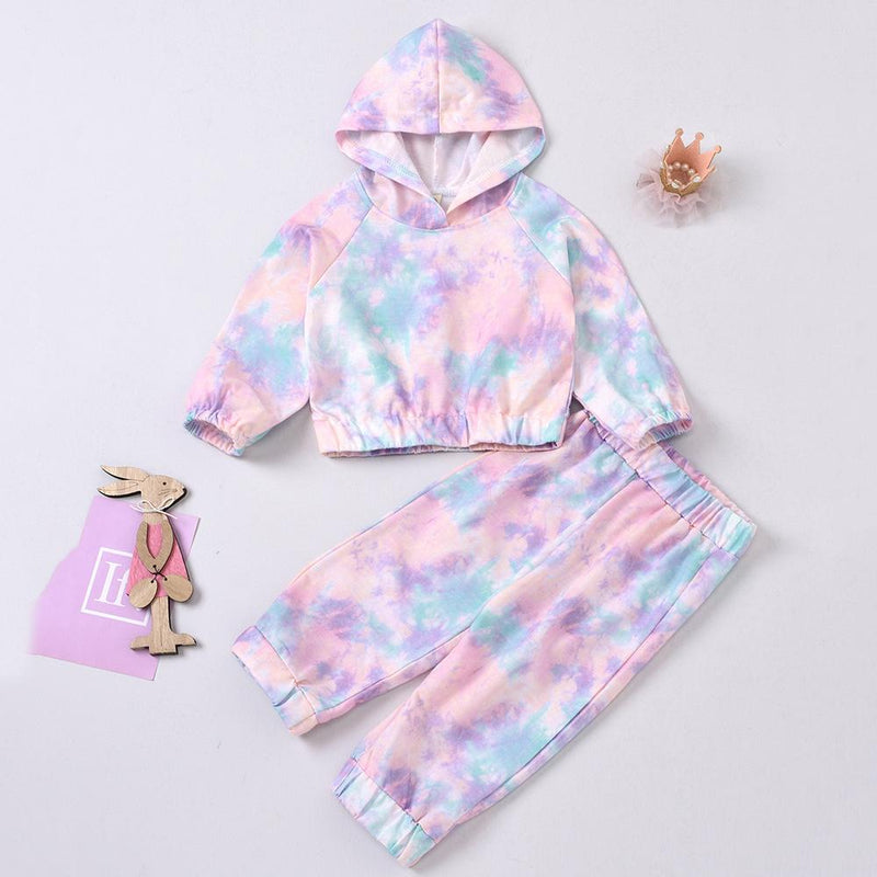 Unisex Hooded Tie-dye Long Sleeve Top & Trousers Toddler Wholesale - PrettyKid